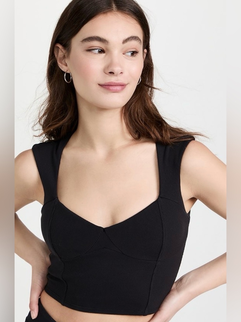 Alo Ribbed Sweetheart Short Sleeve Top